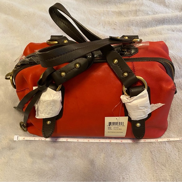 Lucky Brand Buckman leather satchel handbag, in Haute Red, NWT, style LB1041 - Picture 14 of 16